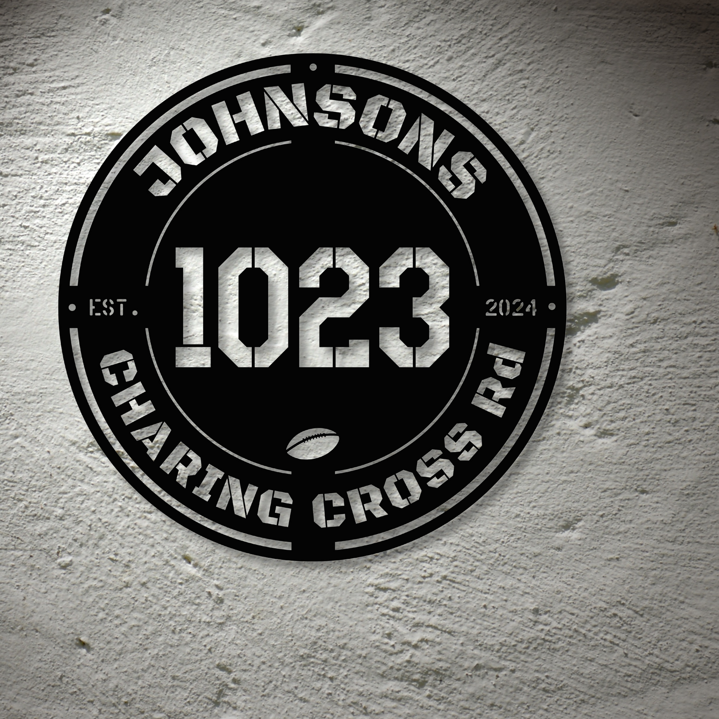 Address ROUND sign with Text & Date