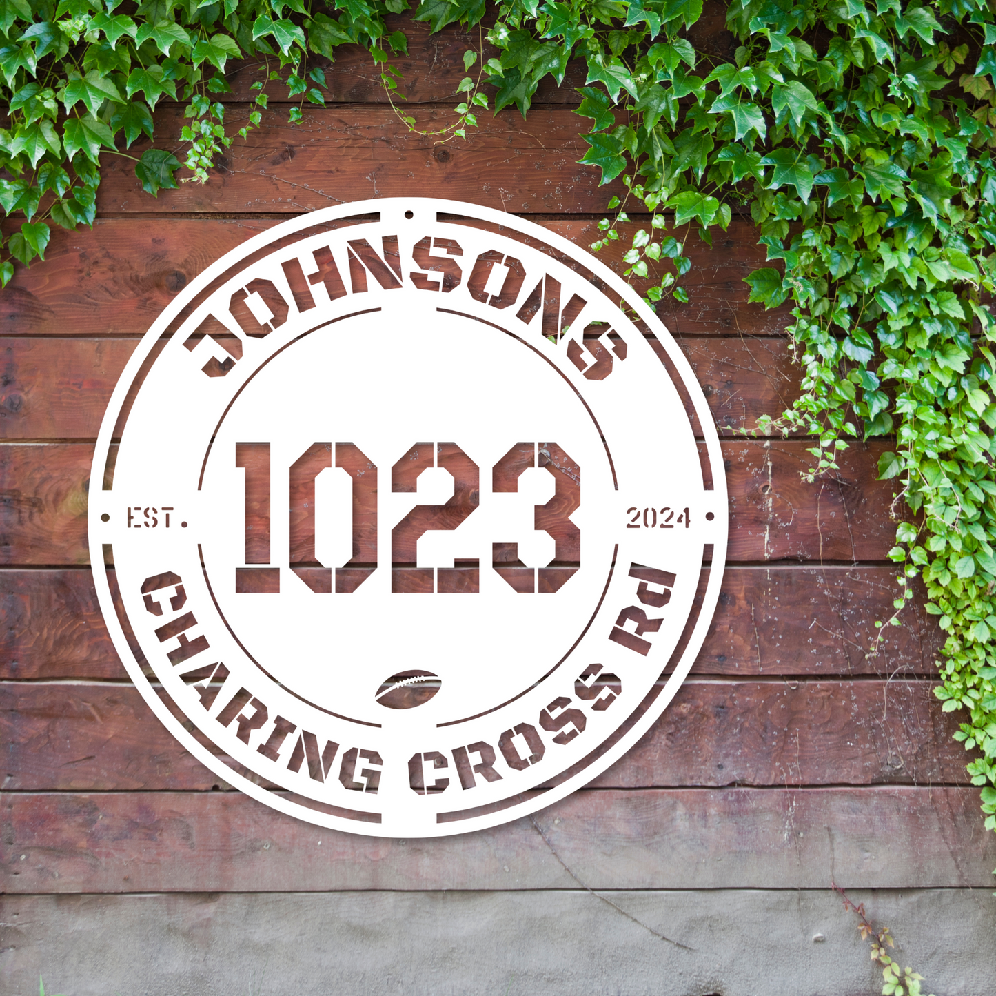 Address ROUND sign with Text & Date