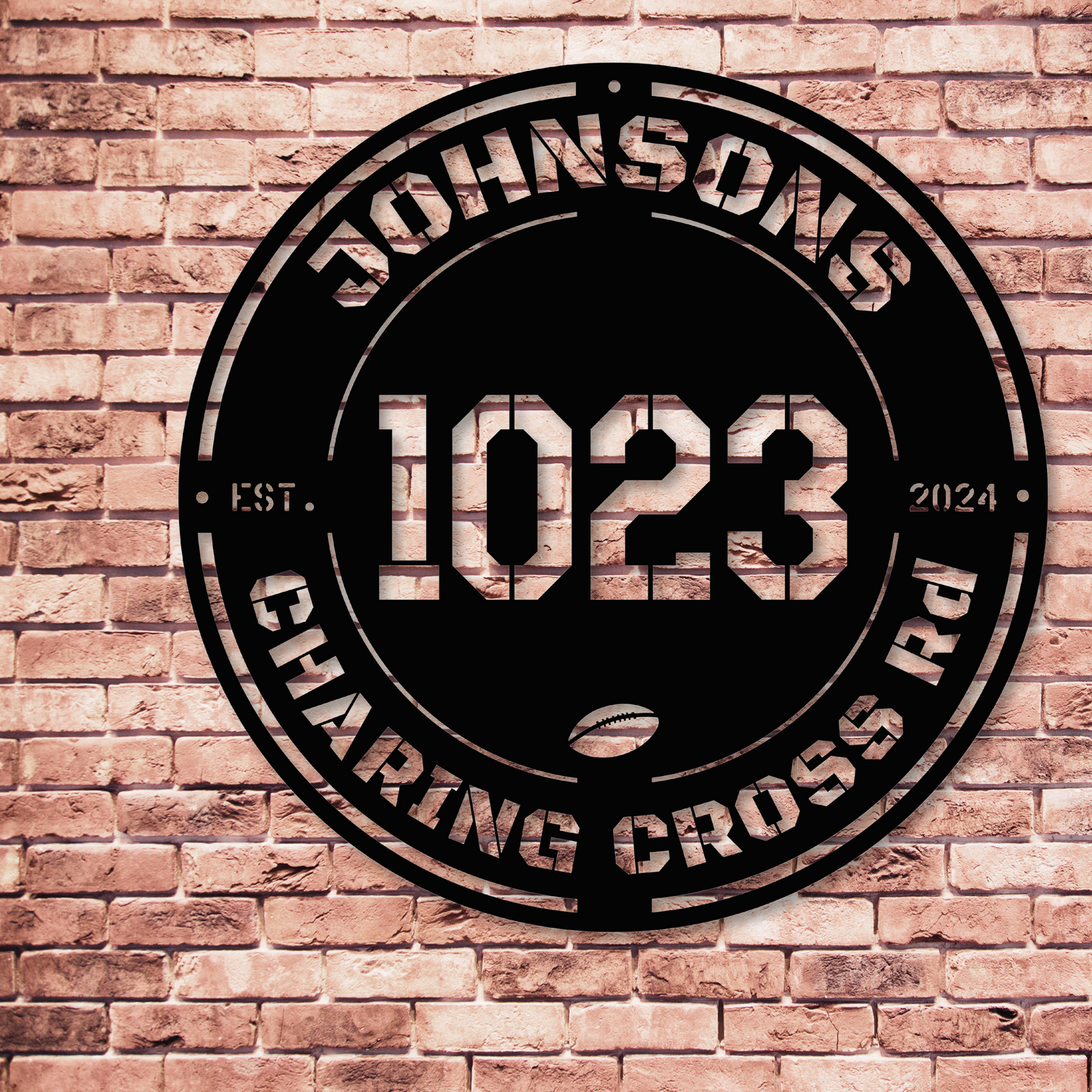 Address ROUND sign with Text & Date