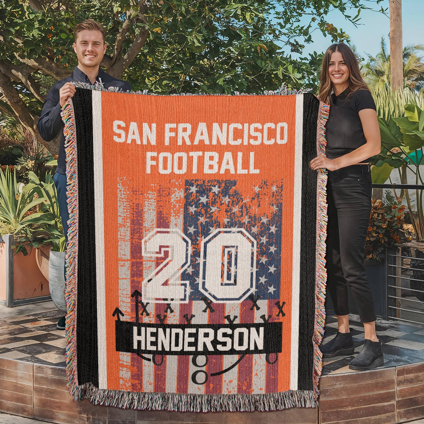 Personalized Woven Blanket with Custom Team Scheme, Colors, Name & Number