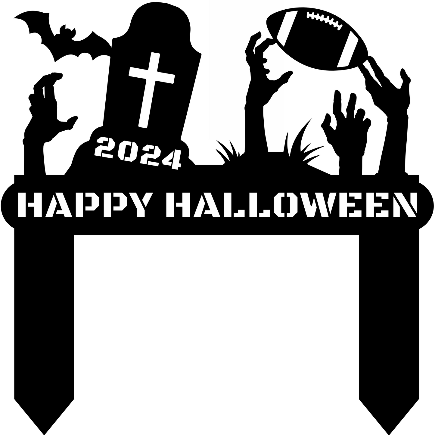 In-ground Halloween style sign DEADLY FOOTBALL