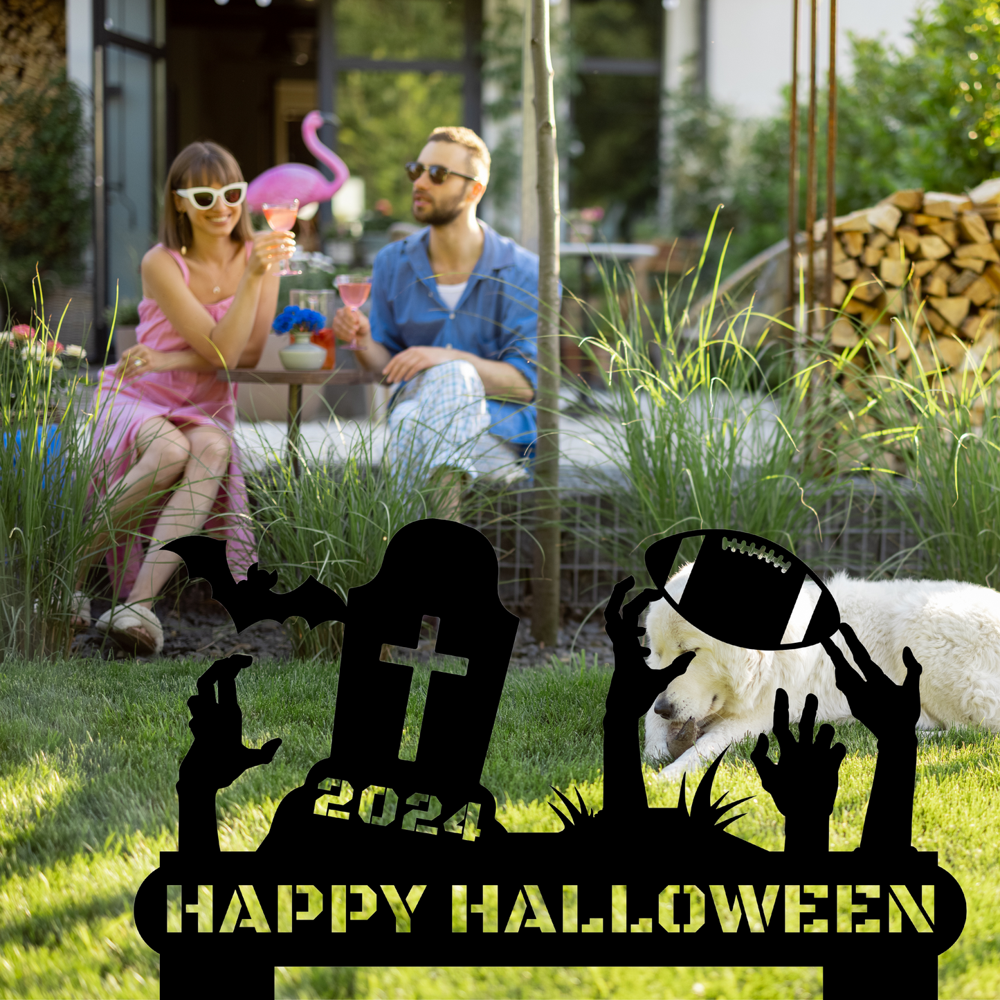 In-ground Halloween style sign DEADLY FOOTBALL