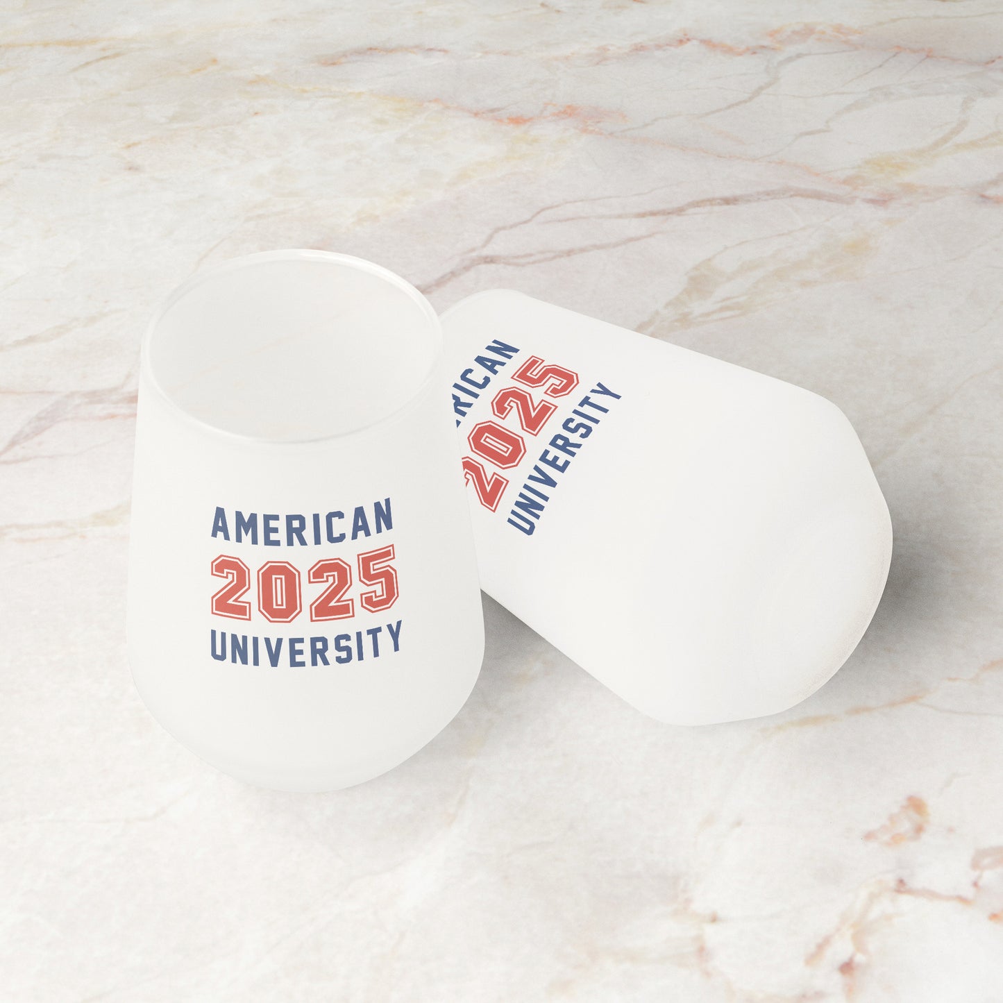 13oz Frosted Wine Glass FOOTBALL style