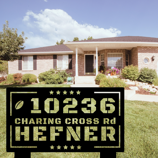 Personalized In-Ground Football Address Sign - Durable Outdoor Metal Plaque for Homes
