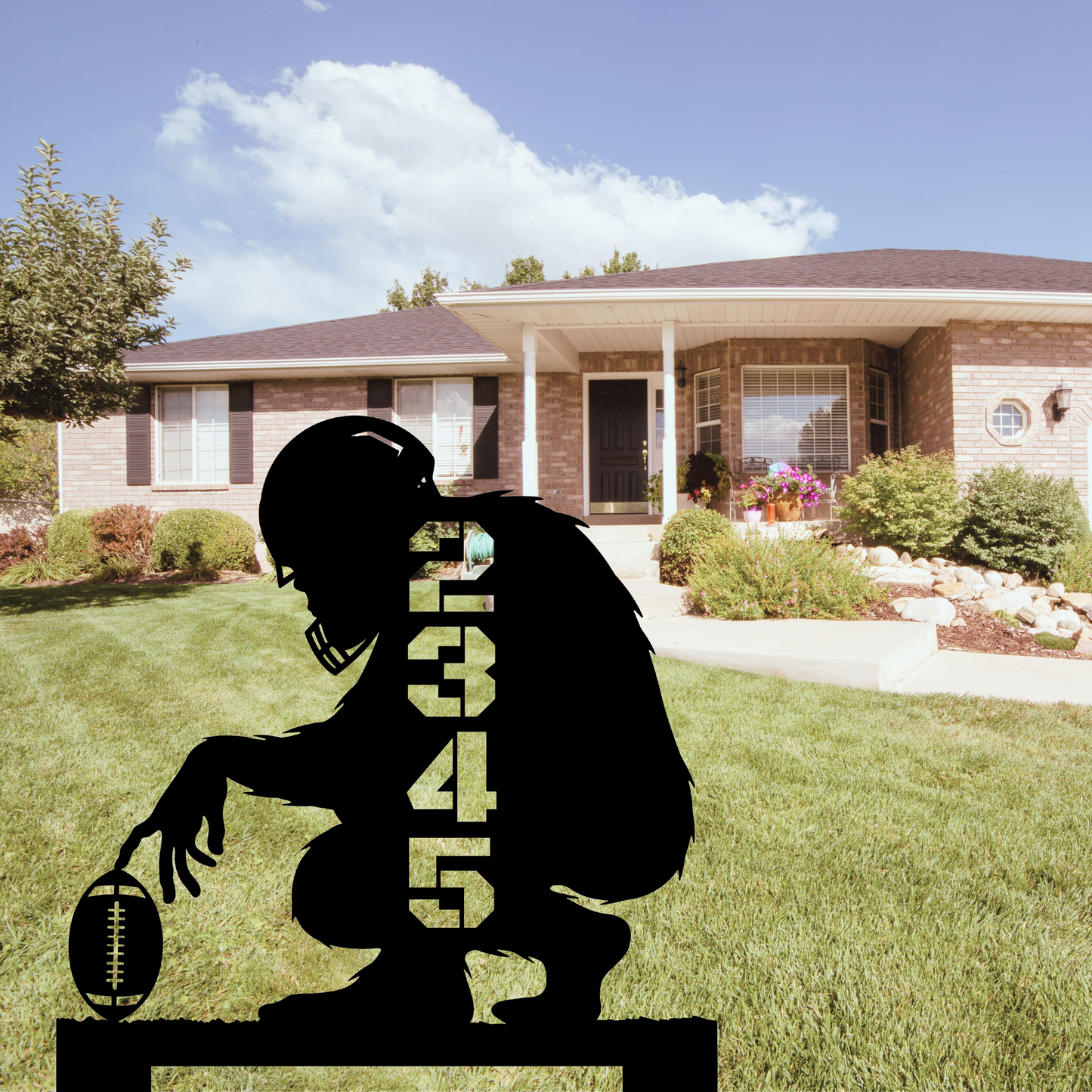 In-ground Address sign BIGFOOT AND FOOTBALL