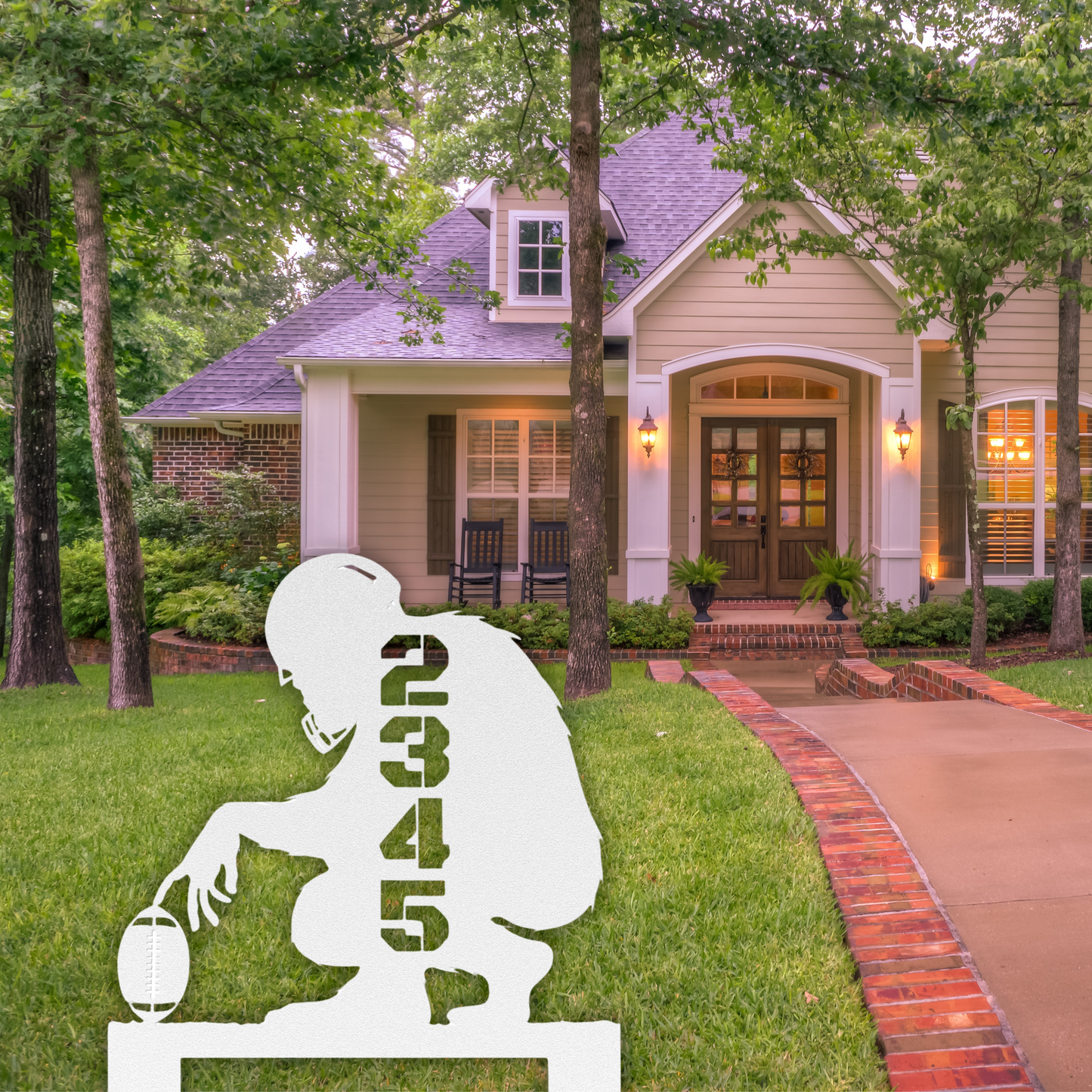 In-ground Address sign BIGFOOT AND FOOTBALL