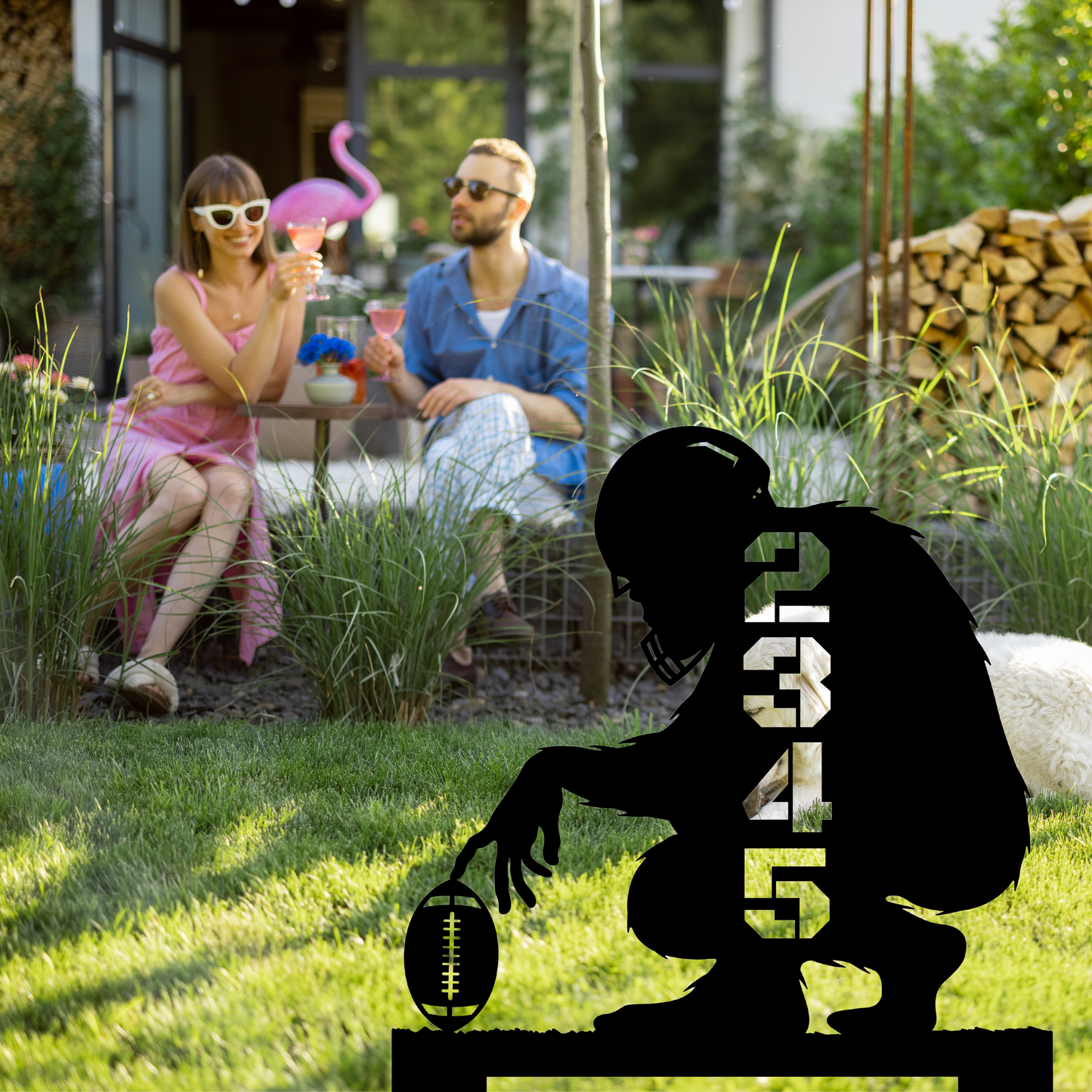In-ground Address sign BIGFOOT AND FOOTBALL