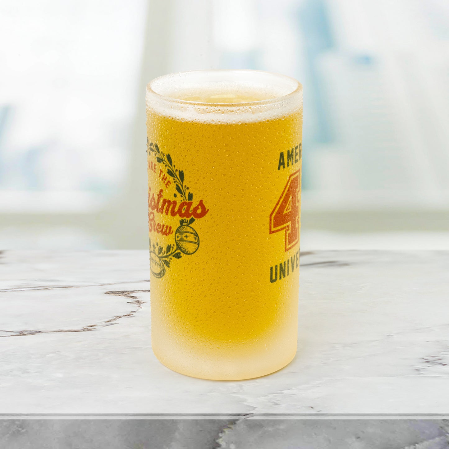 Personalized 16 oz Frosted Beer Stein - Football Design with Custom Text