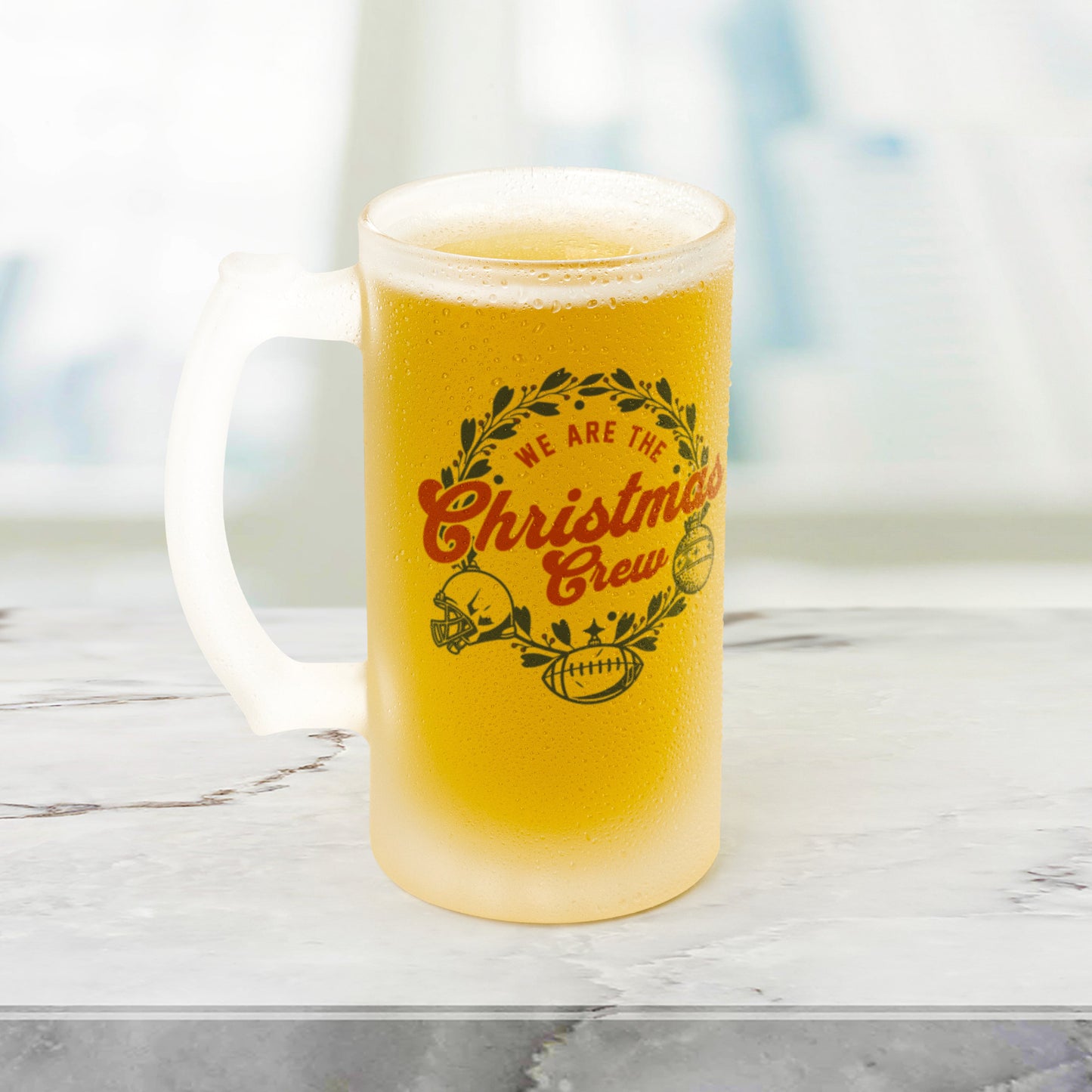 16 oz Frosted Beer Stein FOOTBALL style
