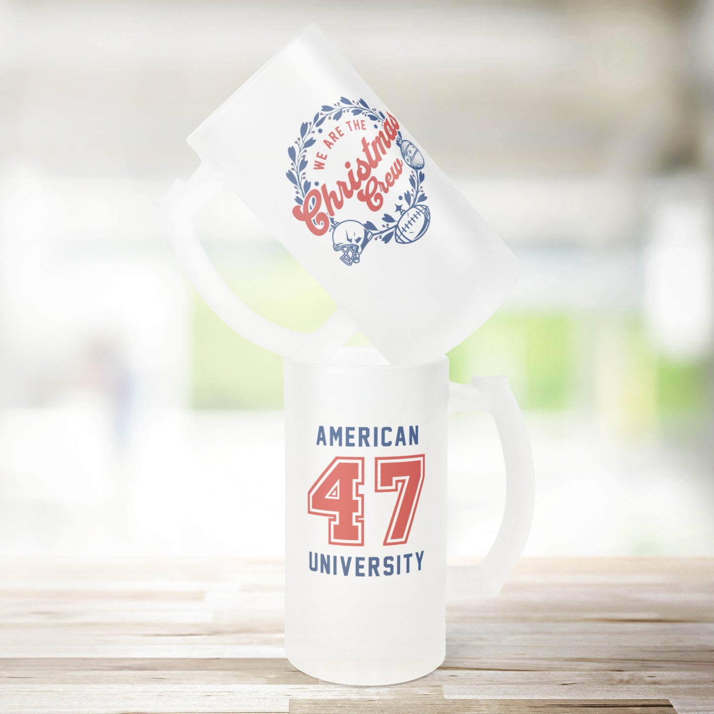 16 oz Frosted Beer Stein FOOTBALL style