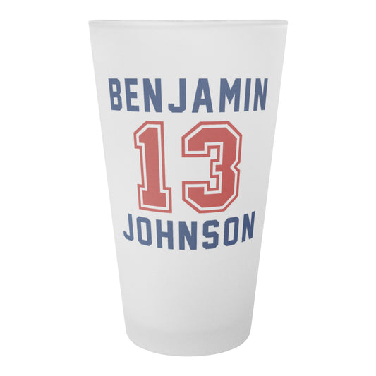 Personalized 16 oz Frosted Pint Glass - Football Design with Custom Text