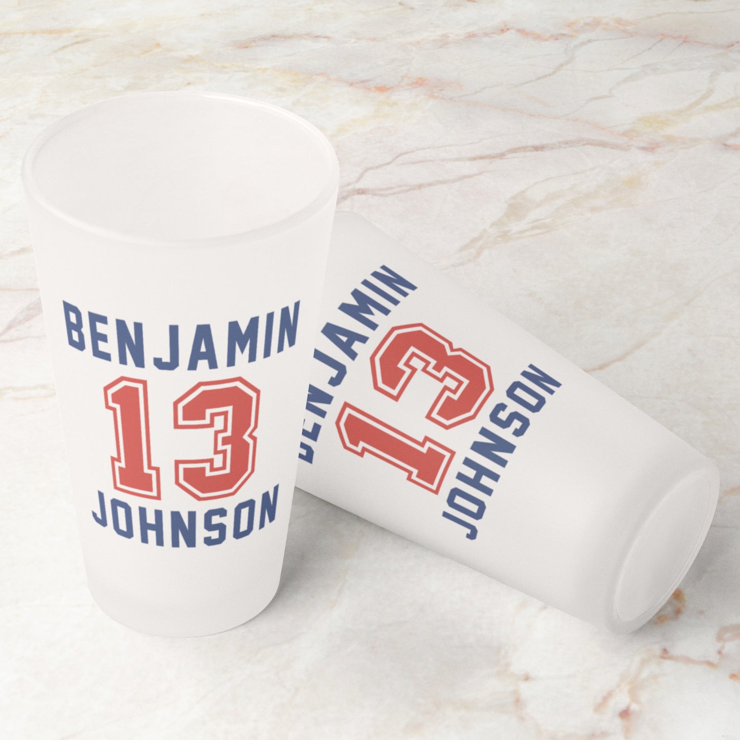 16oz Frosted Pint Glass FOOTBALL style