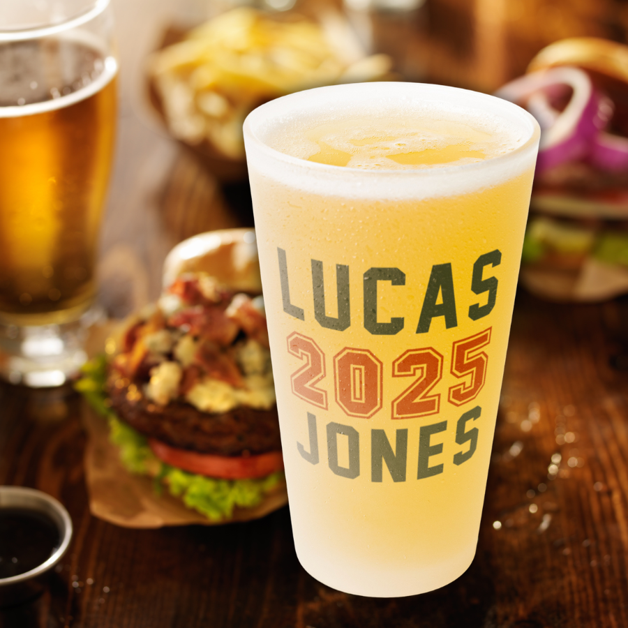 16oz Frosted Pint Glass FOOTBALL style