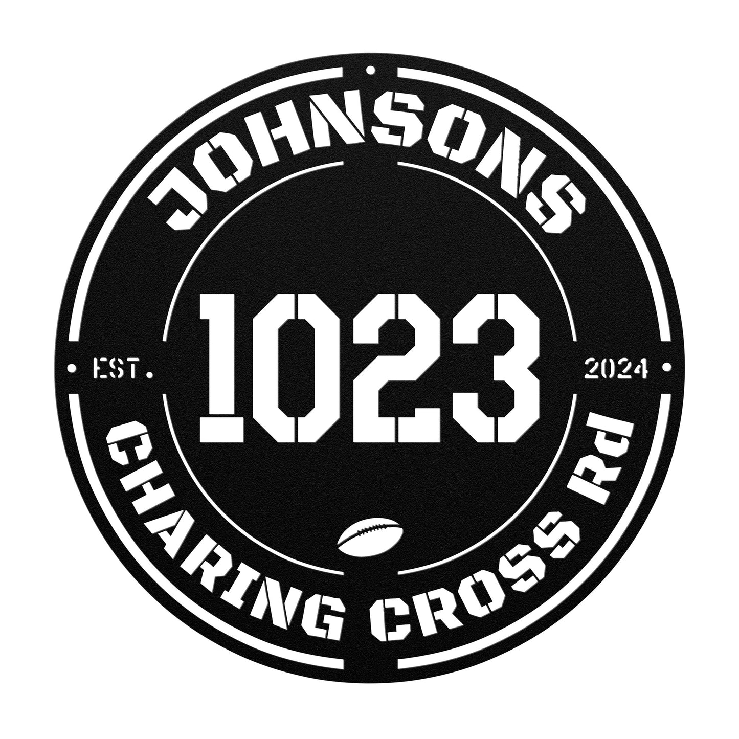 Address ROUND sign with Text & Date