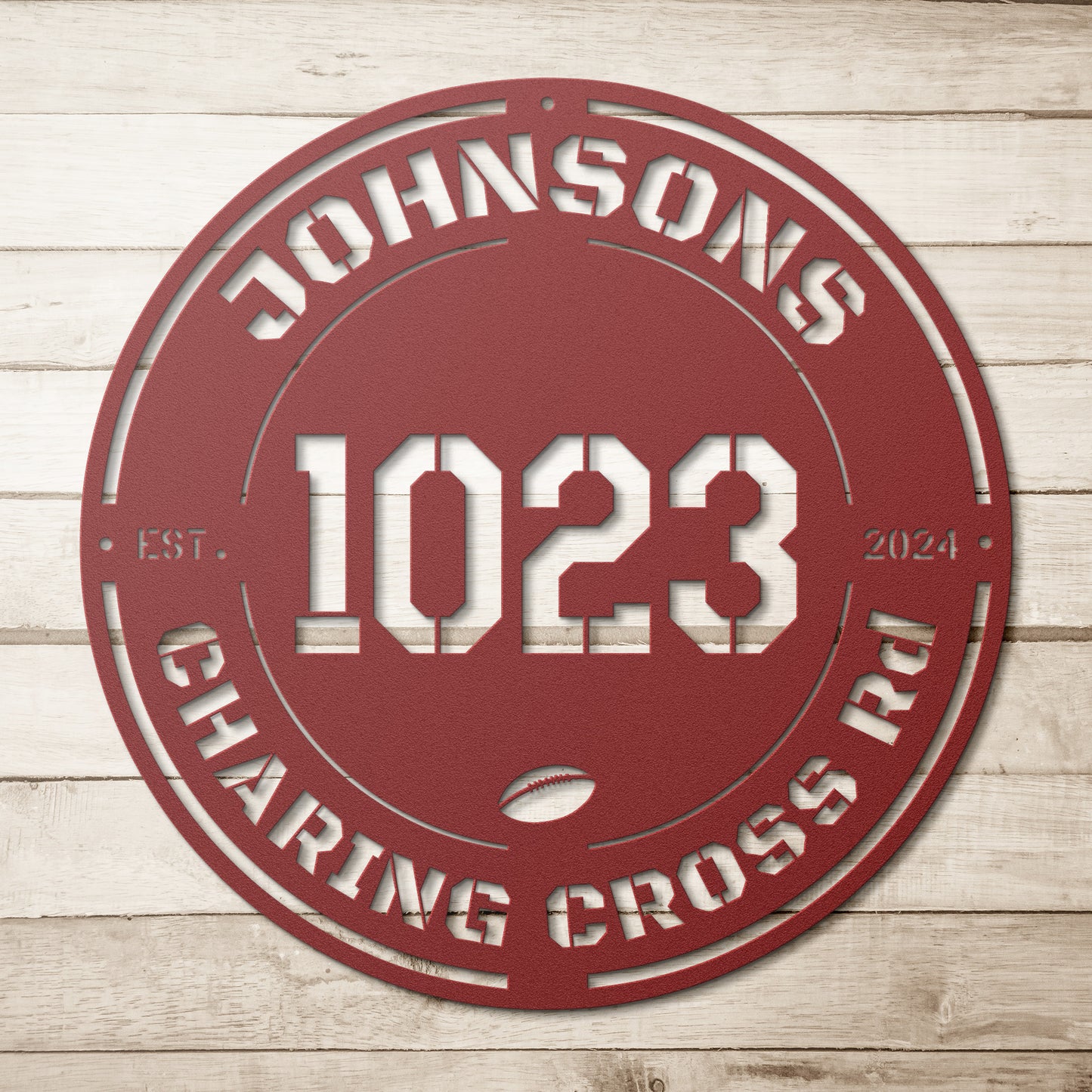 Address ROUND sign with Text & Date