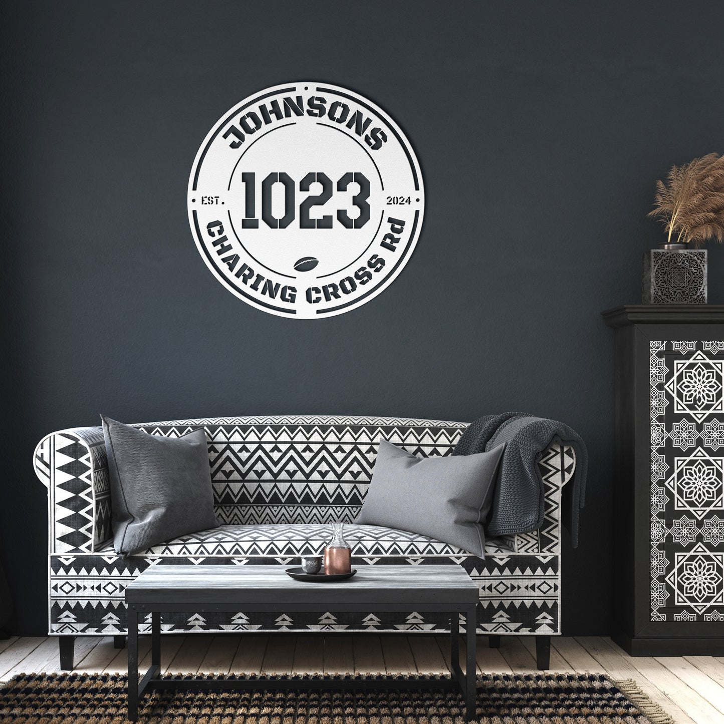 Address ROUND sign with Text & Date