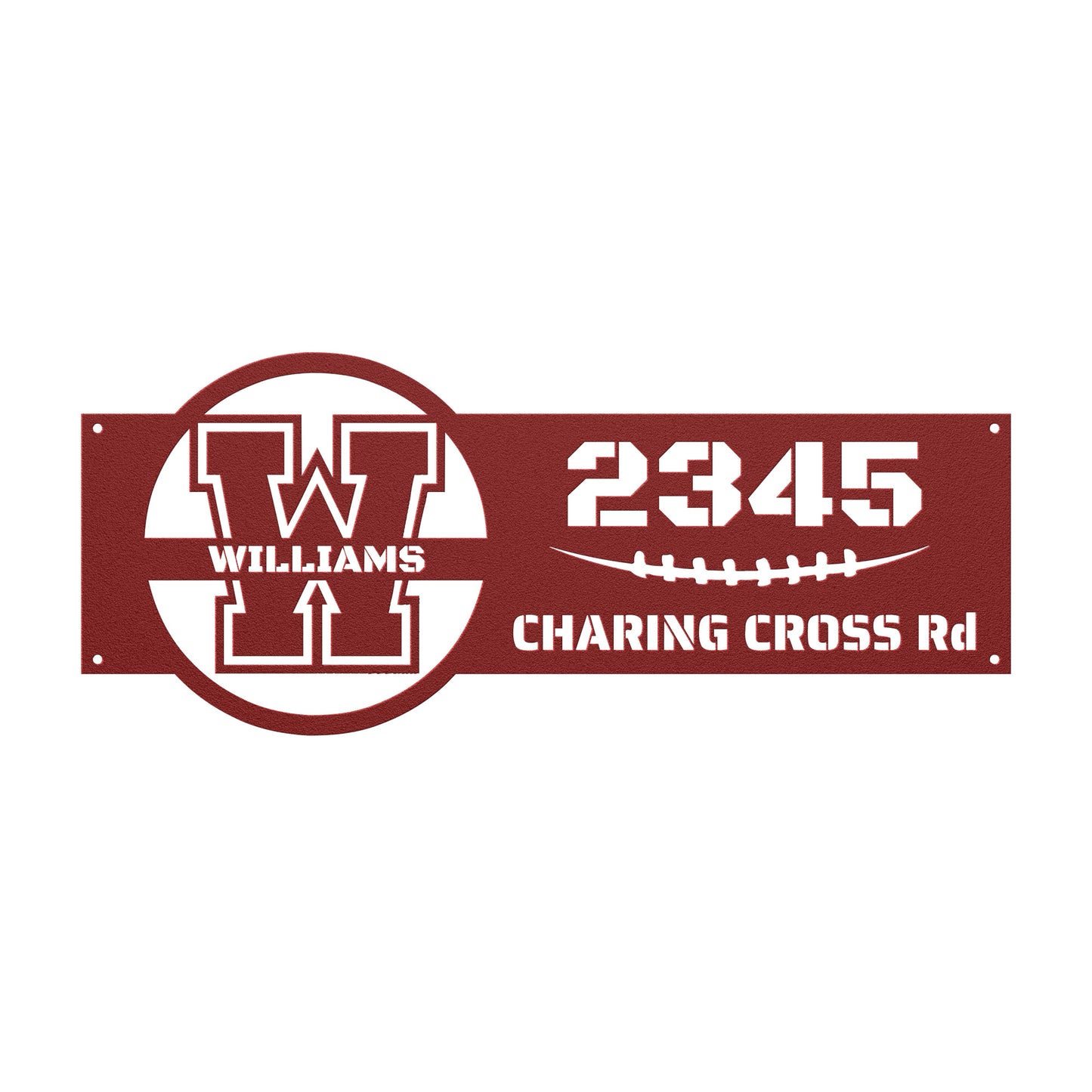 Address sign with monogram in FOOTBALL style