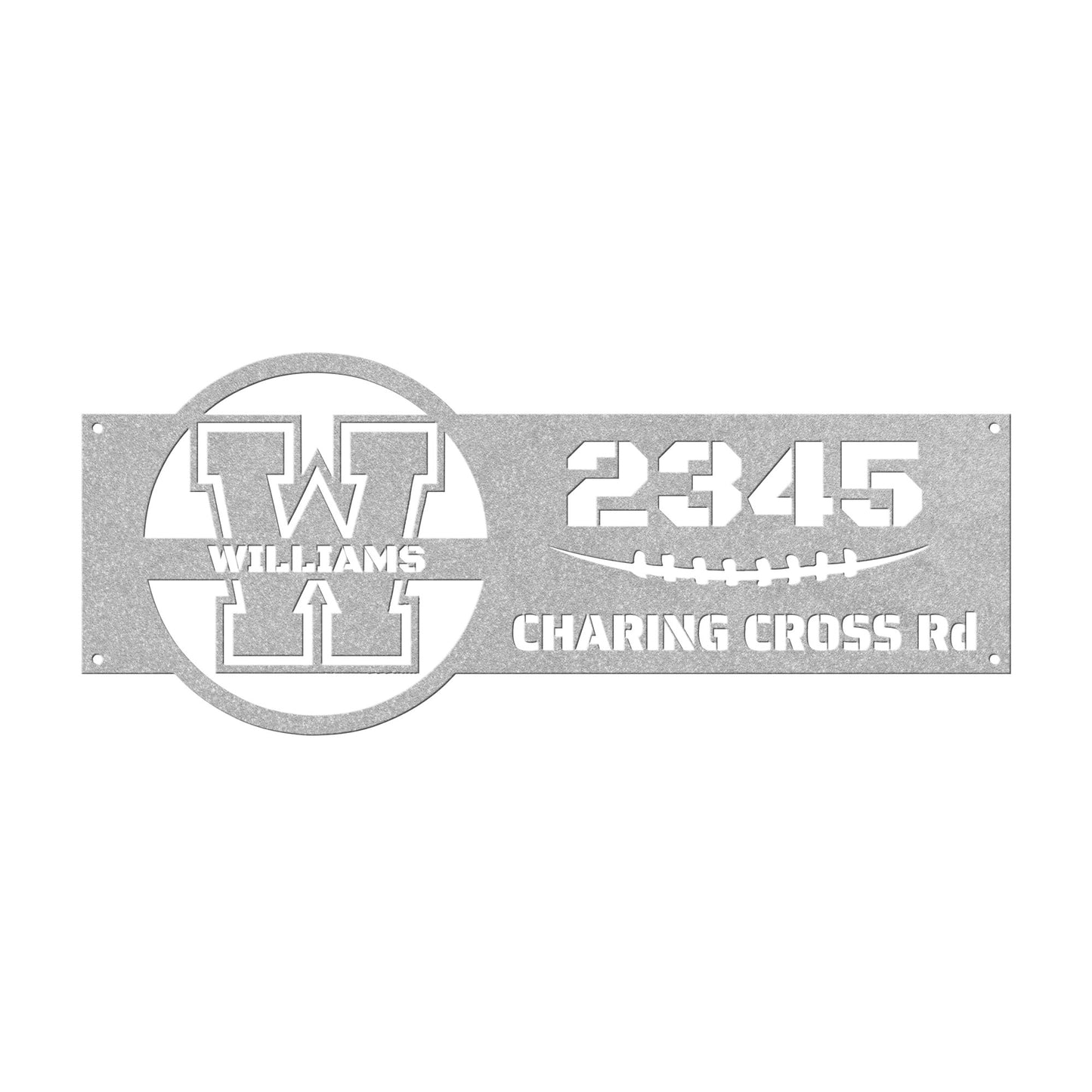 Address sign with monogram in FOOTBALL style