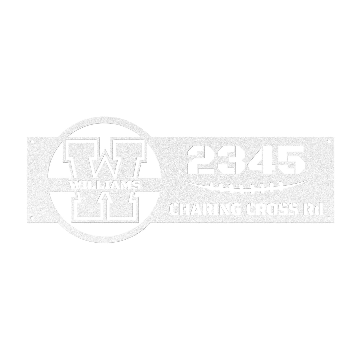 Address sign with monogram in FOOTBALL style