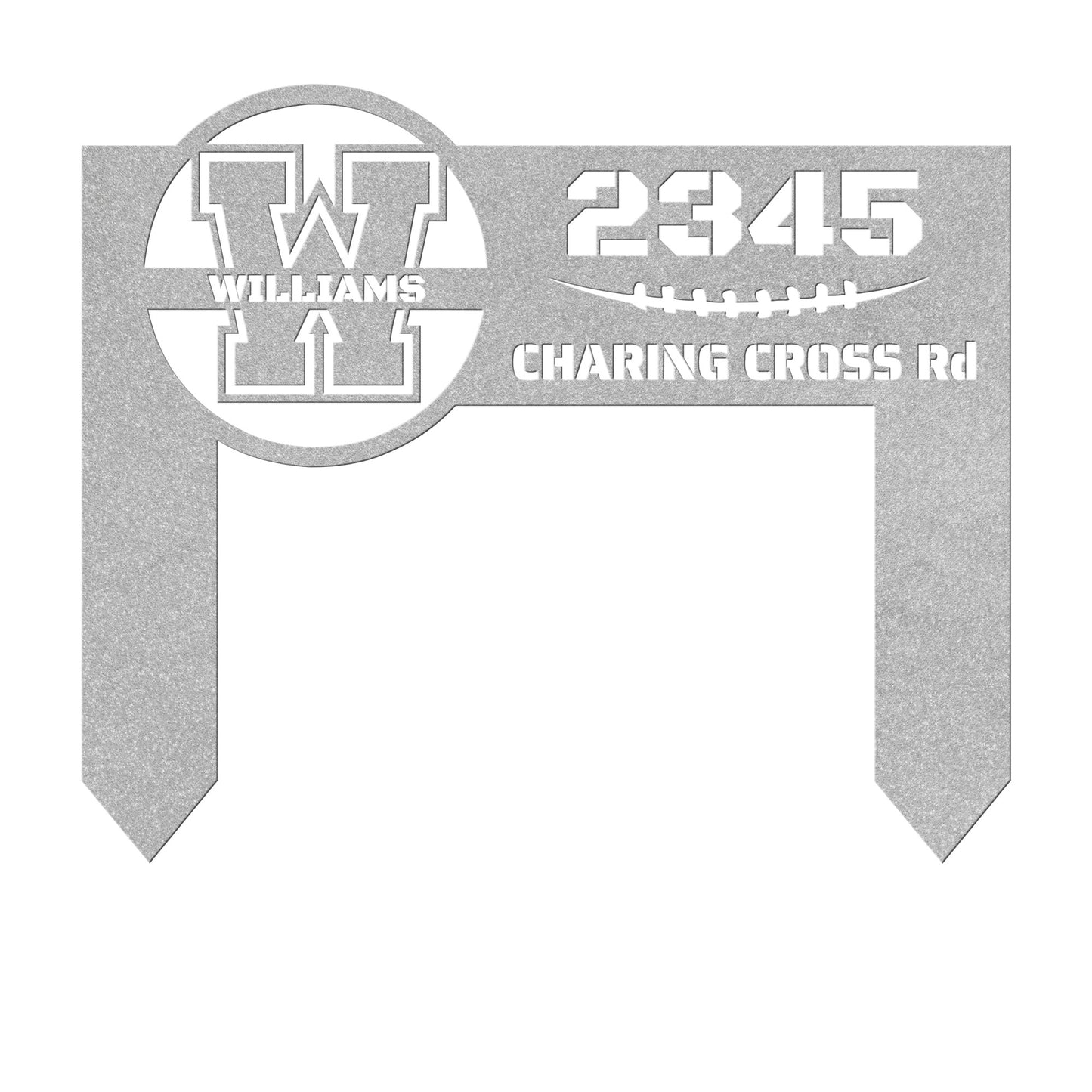 In-ground Address sign with monogram in FOOTBALL style