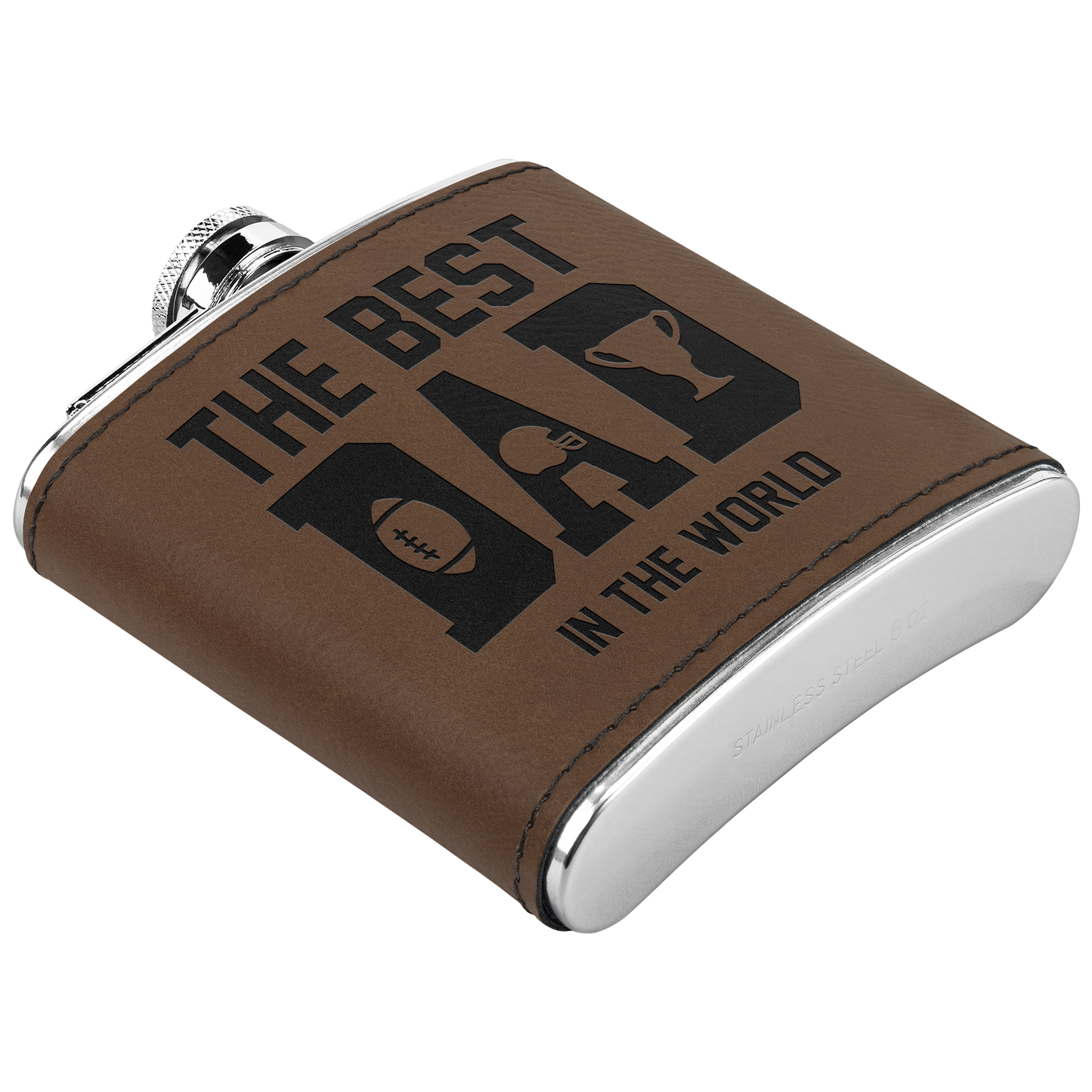 Personalized 6 oz Stainless Steel Football Fan Flask for Dad - Custom Laser Engraved Dad