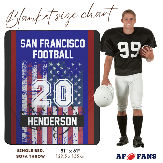 Personalized Stadium Blanket with Custom Team Scheme, Colors, Name & Number