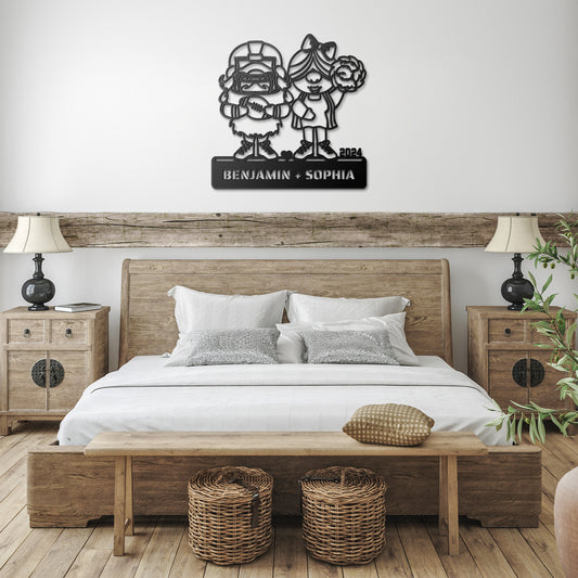 Personalized Metal Sign 'Football Coach & Cheerleader' with Custom Text & Date