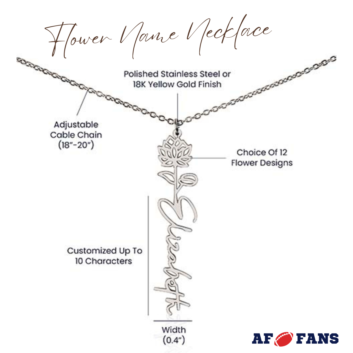 Personalized Flower Name Necklace