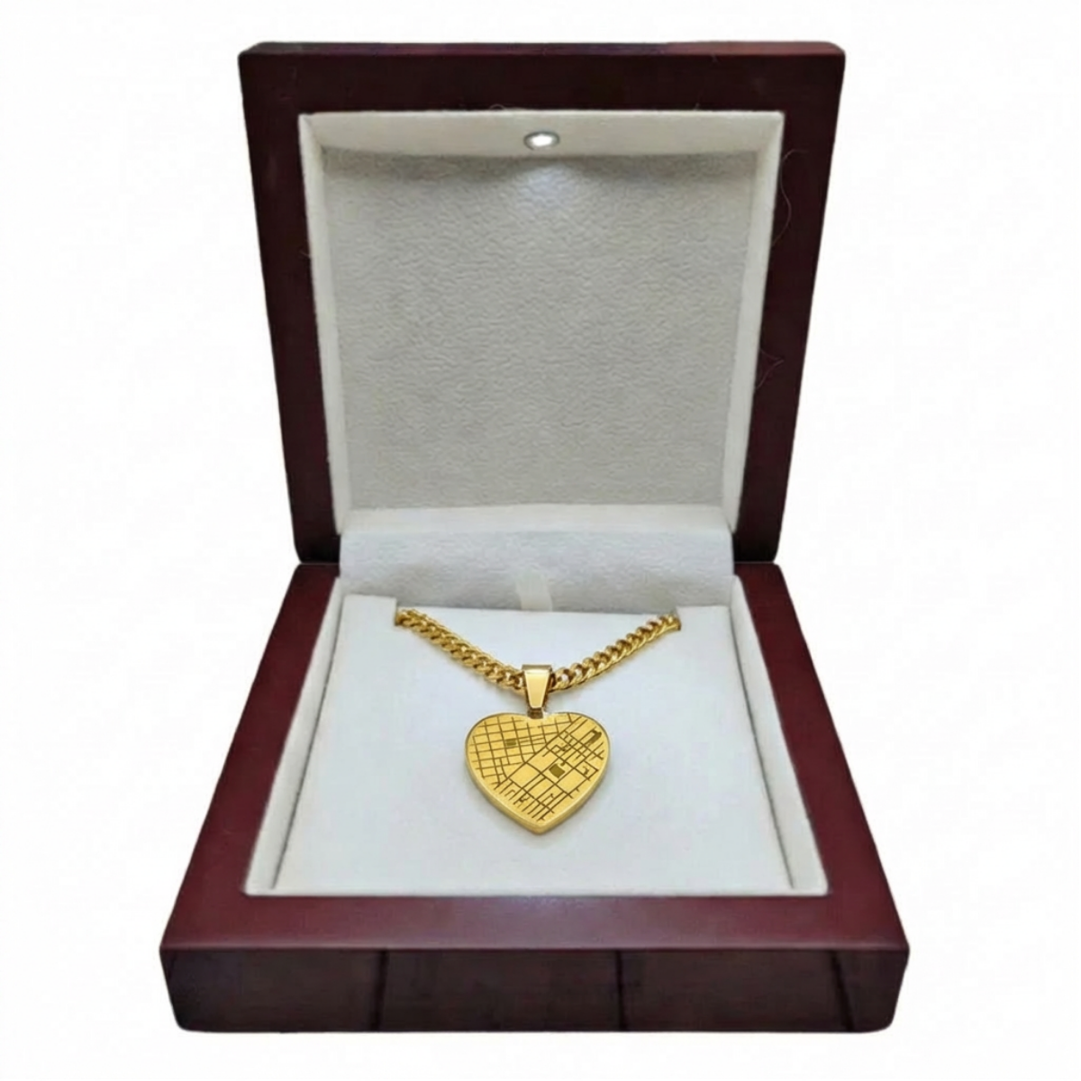 Engraved Heart Map Necklace - Personalized Location Pendant