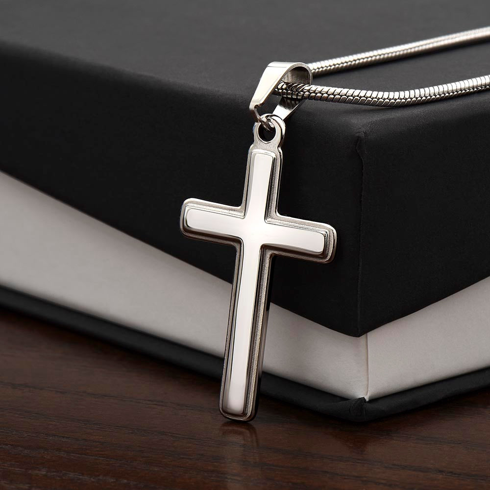 Cross Necklace with Snake Chain & Personalized Card