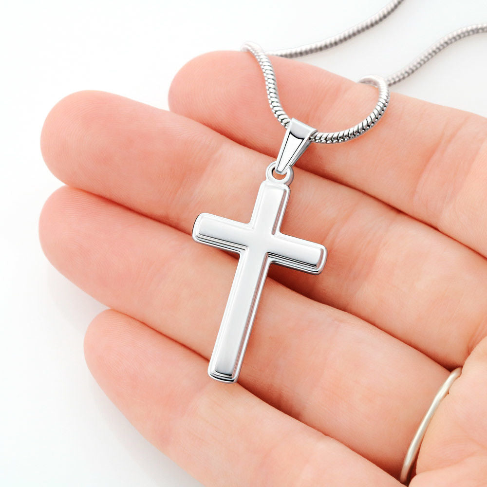 Cross Necklace with Snake Chain & Personalized Card
