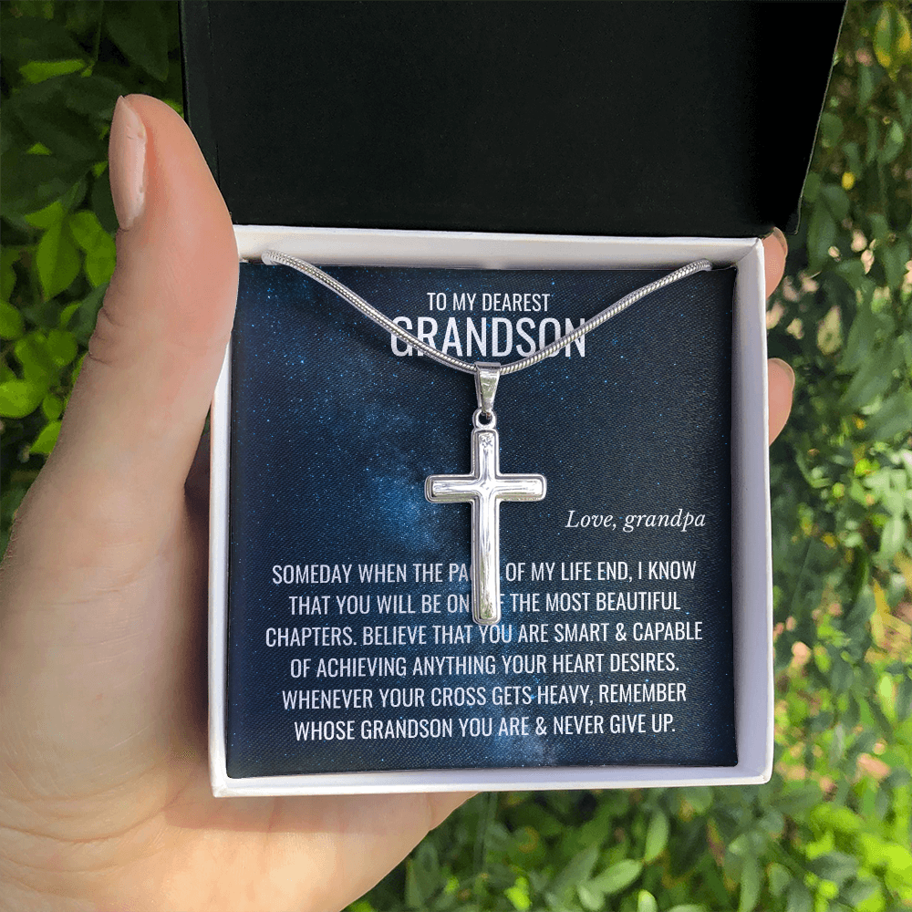 Cross Necklace with Snake Chain & Personalized Card