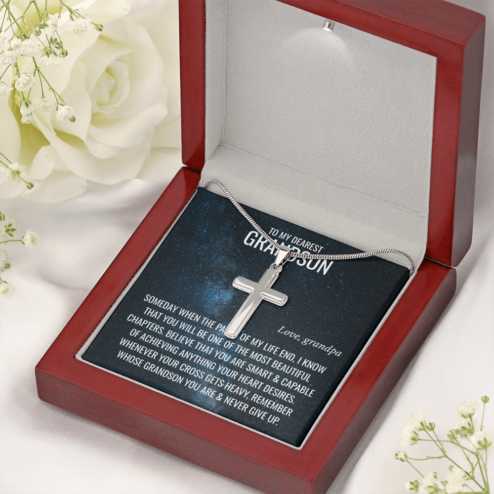 Cross Necklace with Snake Chain & Personalized Card