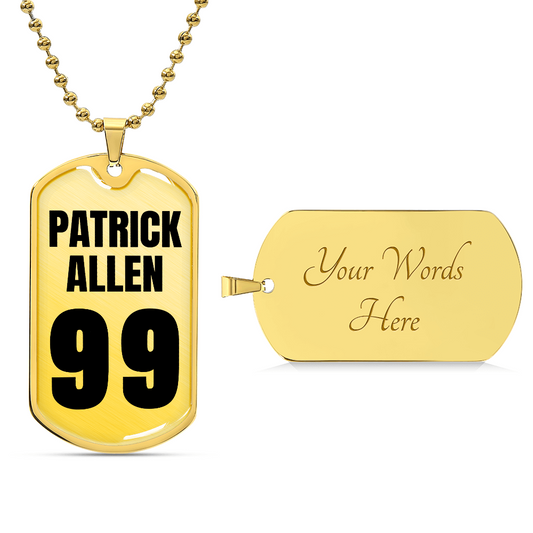 Personalized Engraved Dog Tag Necklace with Name and Number