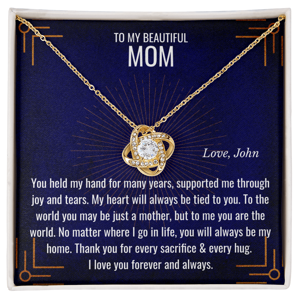 Love Knot Necklace with Chain & Personalized Card