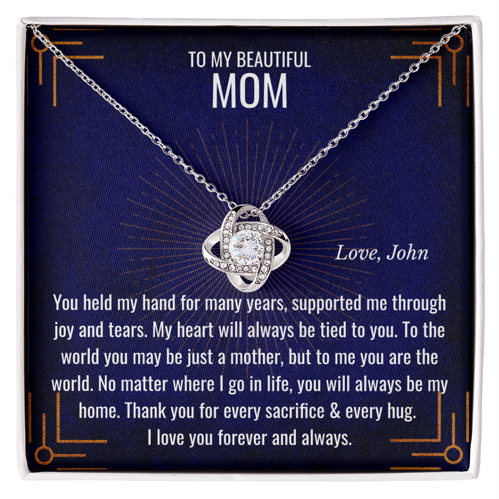 Love Knot Necklace with Chain & Personalized Card