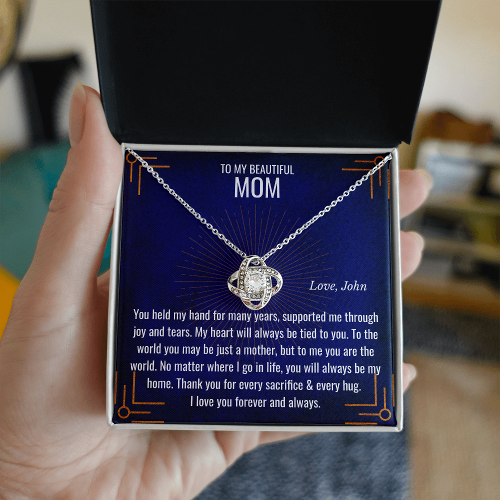 Love Knot Necklace with Chain & Personalized Card