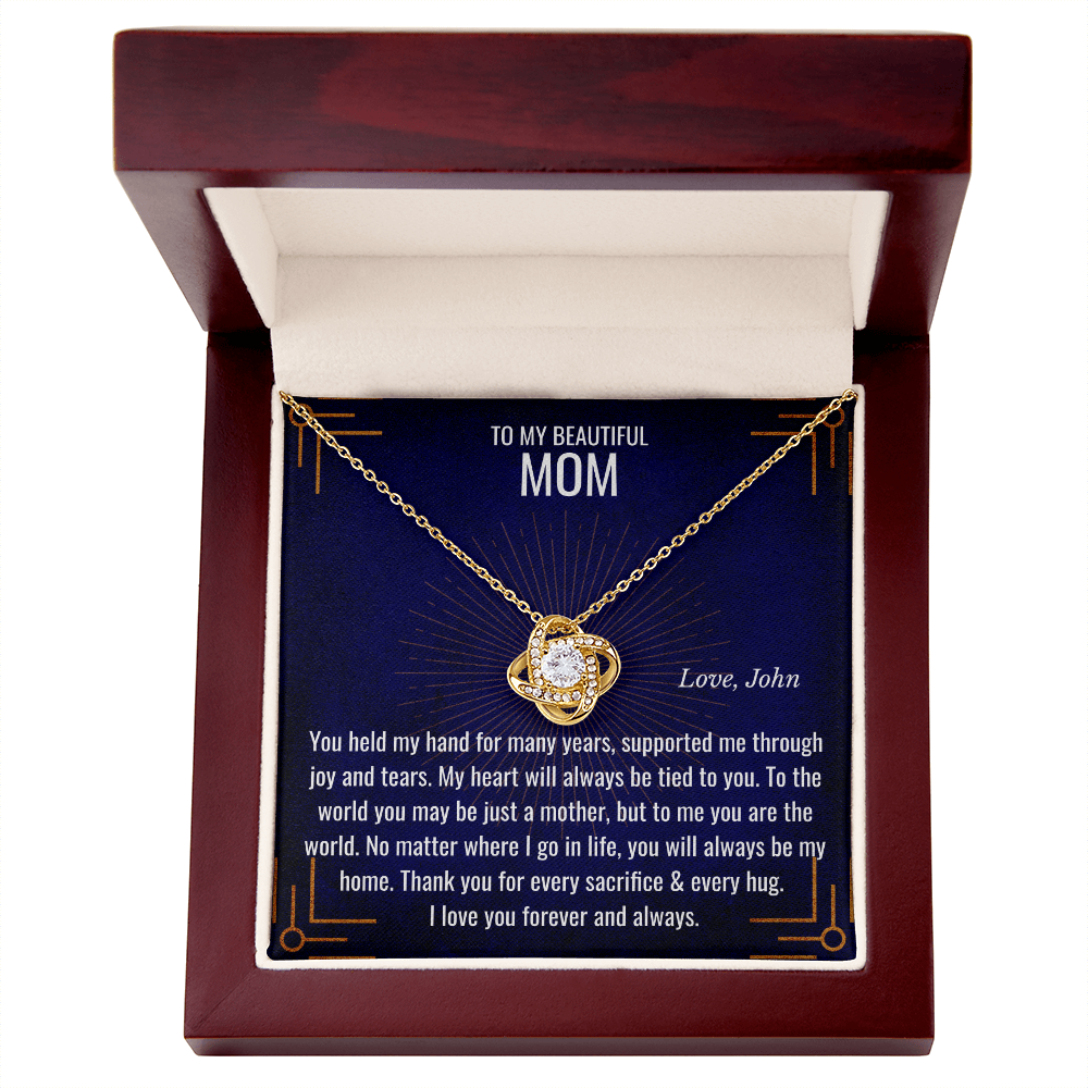 Love Knot Necklace with Chain & Personalized Card