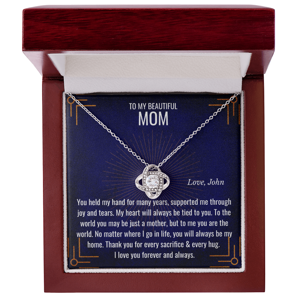 Love Knot Necklace with Chain & Personalized Card