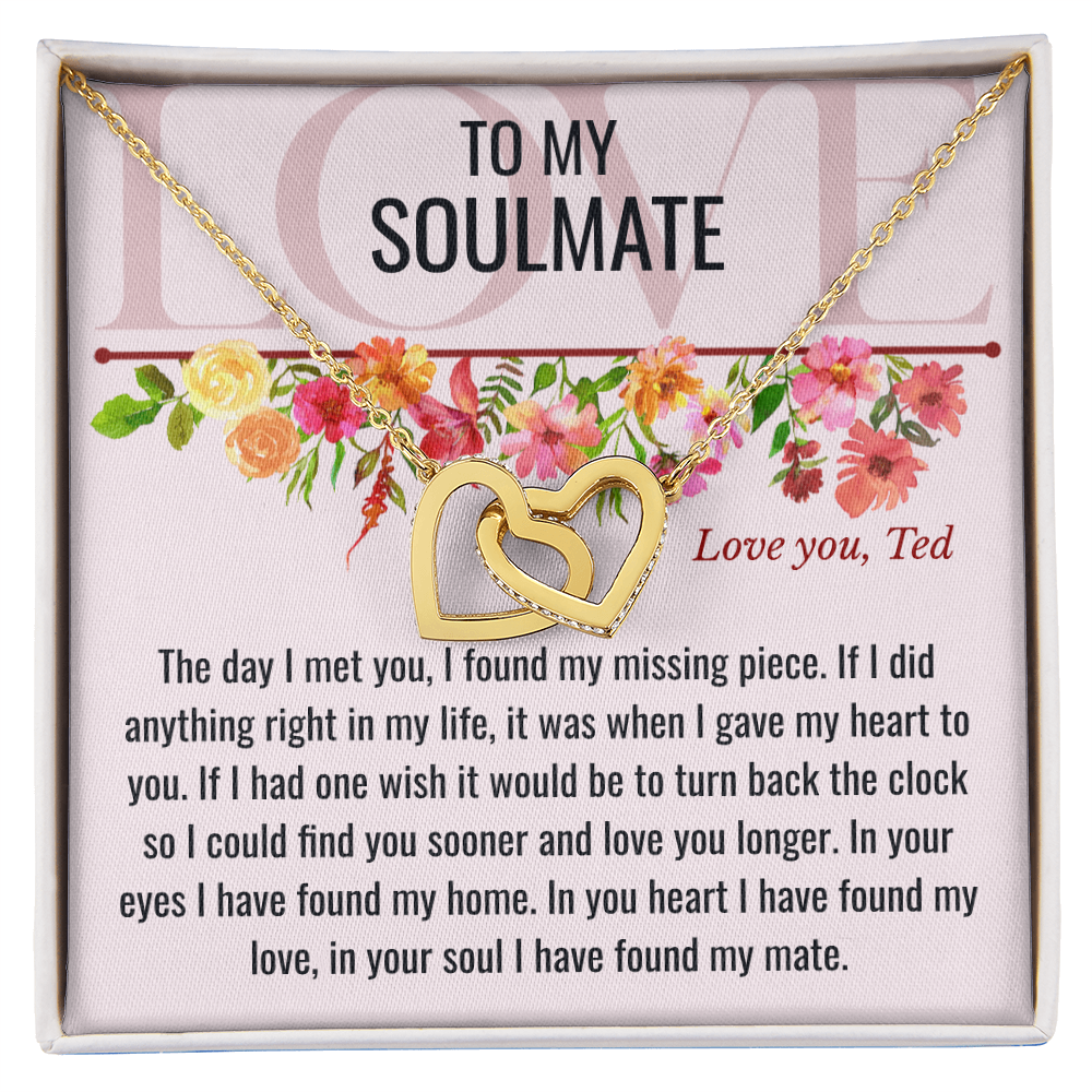 Interlocking Hearts Necklace with Personalized Card