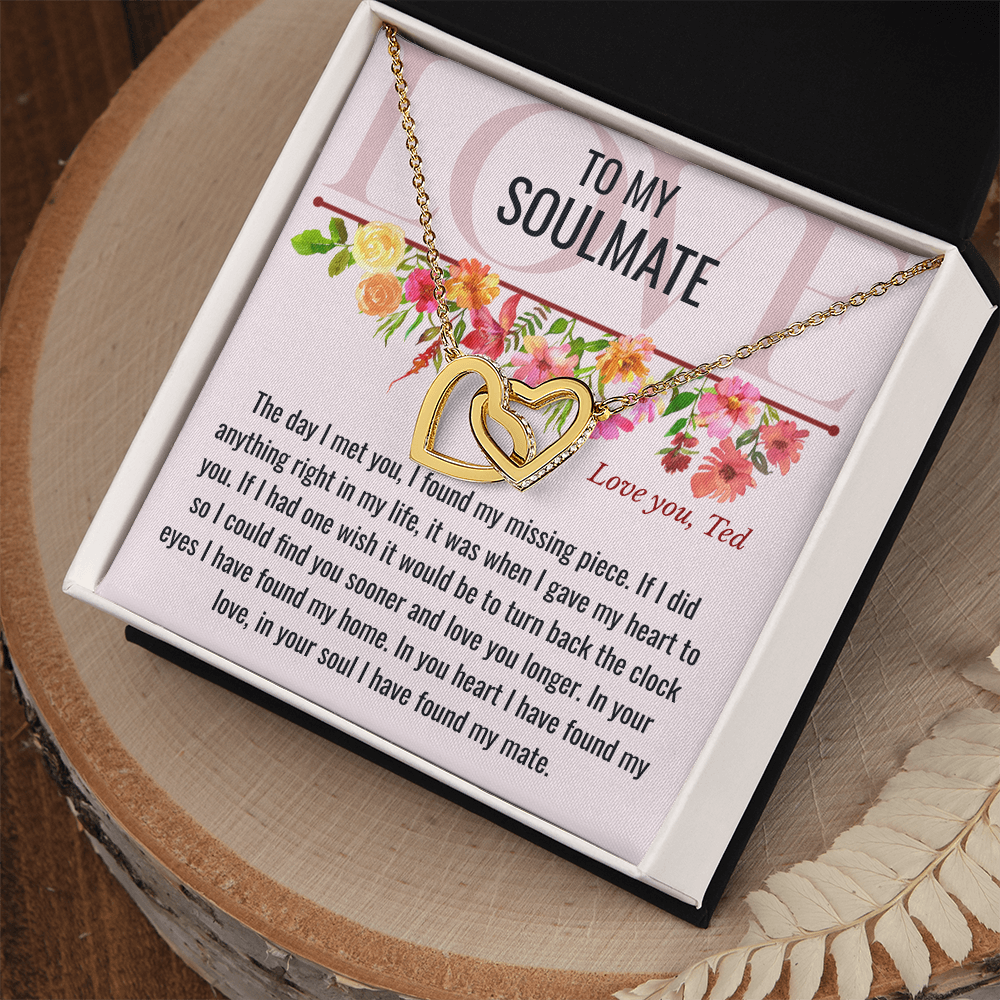 Interlocking Hearts Necklace with Personalized Card