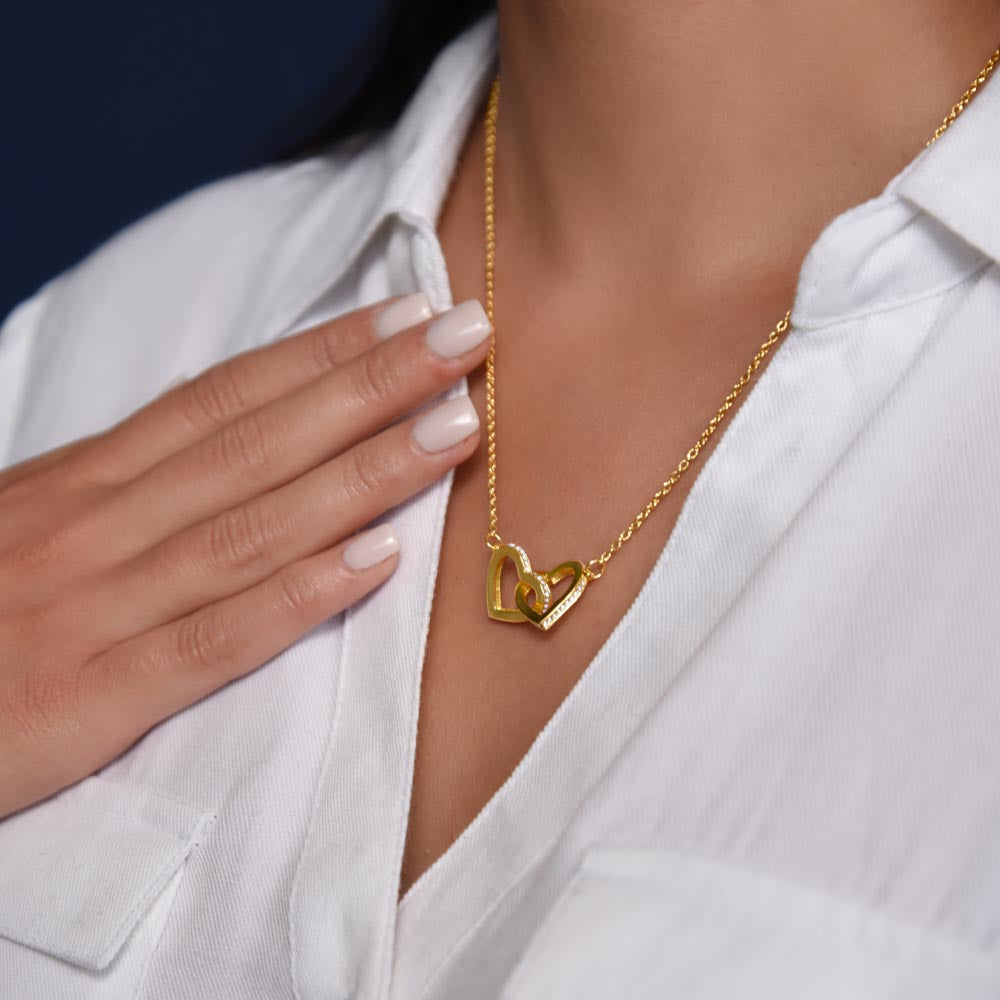 Interlocking Hearts Necklace with Personalized Card