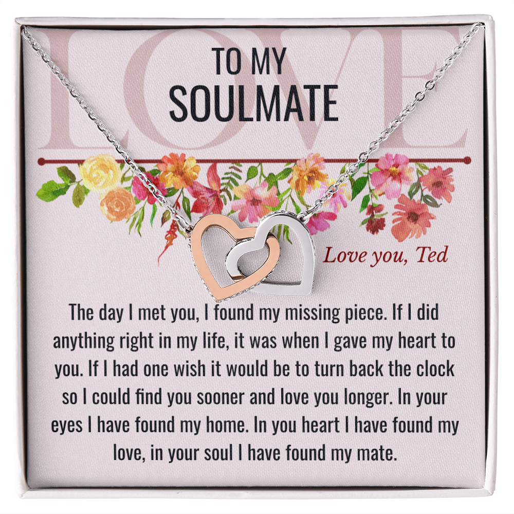 Interlocking Hearts Necklace with Personalized Card