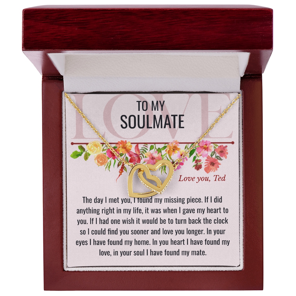 Interlocking Hearts Necklace with Personalized Card