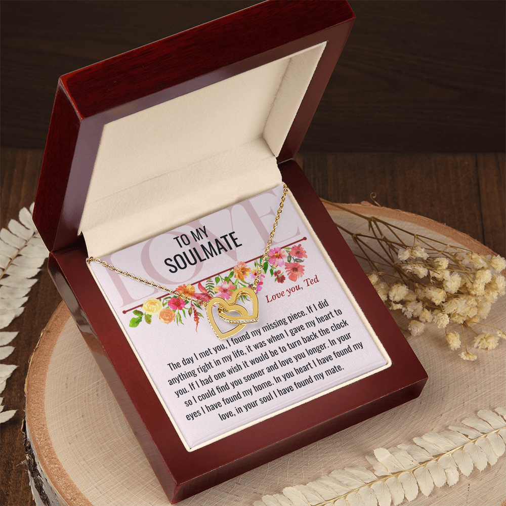 Interlocking Hearts Necklace with Personalized Card