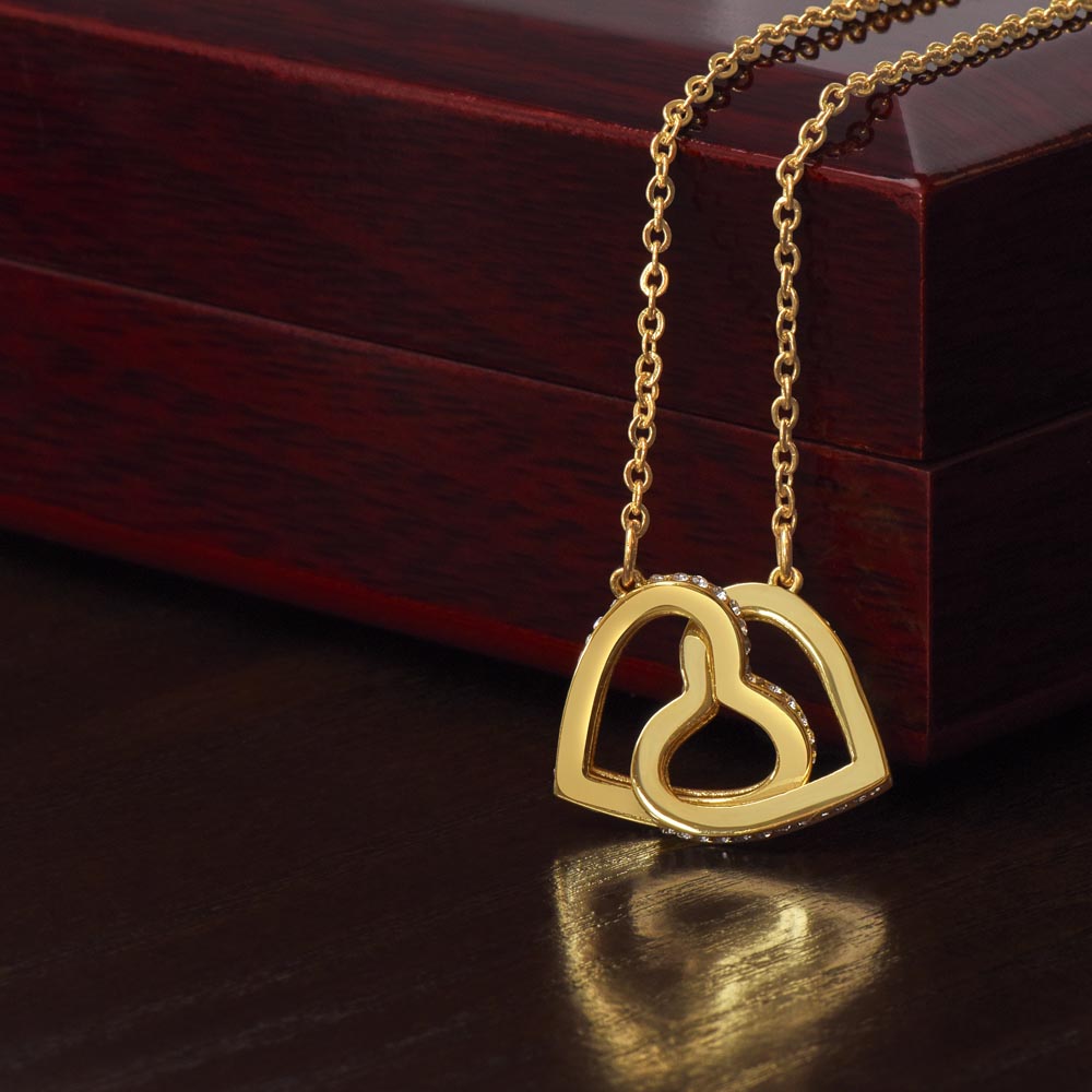 Interlocking Hearts Necklace with Personalized Card