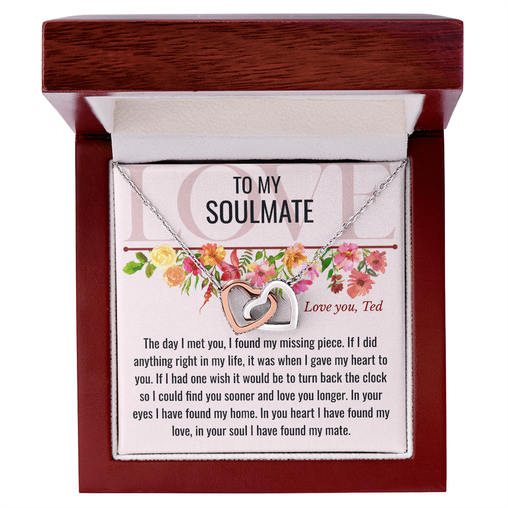 Interlocking Hearts Necklace with Personalized Card