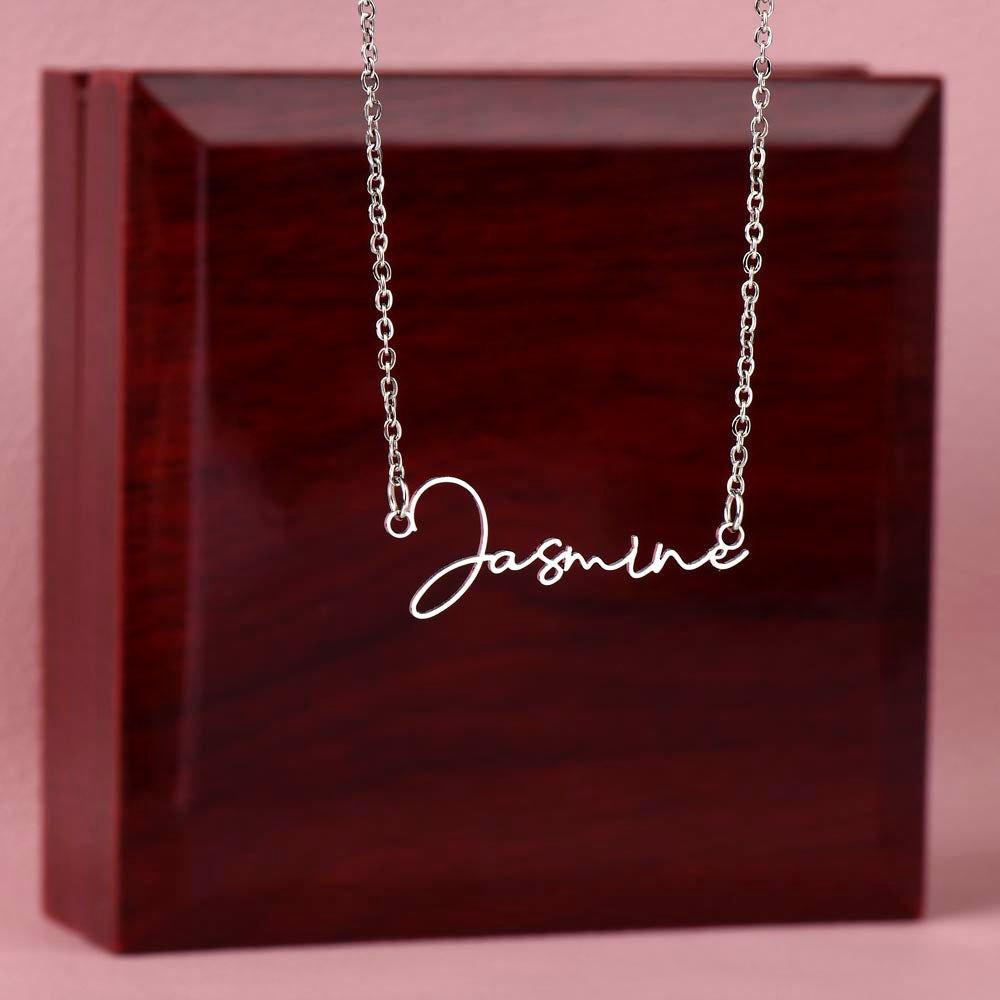Personalized Signature Name Necklace with 16-18 Inch Adjustable Chain and Message Card - To My Bestie