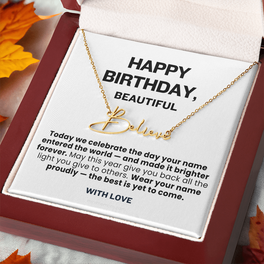 For Her: Personalized Name Pendant Necklace with Message Card — "Wear your name proudly" • Forever Her Name