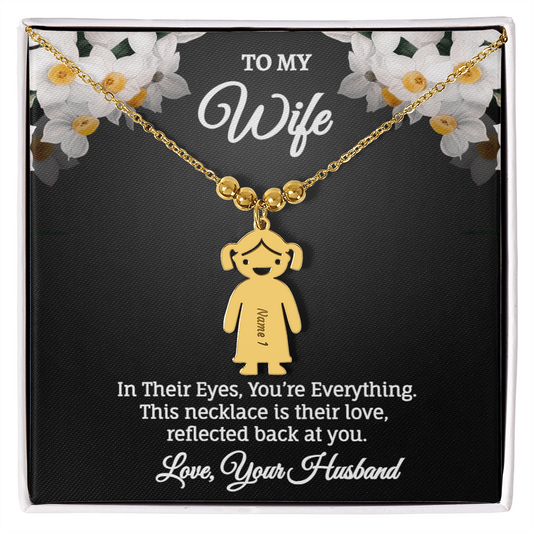Engraved Kids Charm Necklace - Personalized Children Names